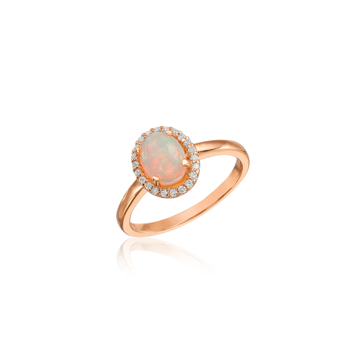 Sabel 14K Rose Gold Oval Opal & Round Diamond Halo Ring